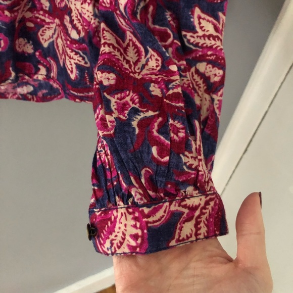 Pilcro Anthropologie Lucille Floral Button Front Tie Peasant Blouse XS N… - Picture 8 of 12